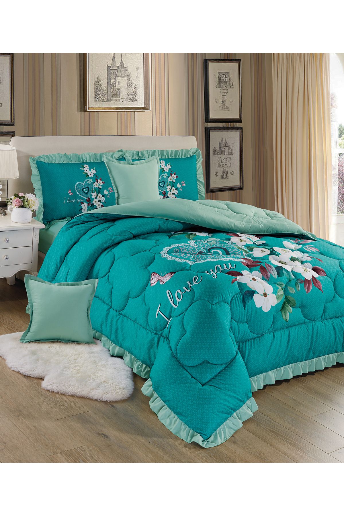 Generic-Comforter Set 4 Piece Single Size Elegant Bedspread Lightweight Comforter Suitable for All Seasons 5