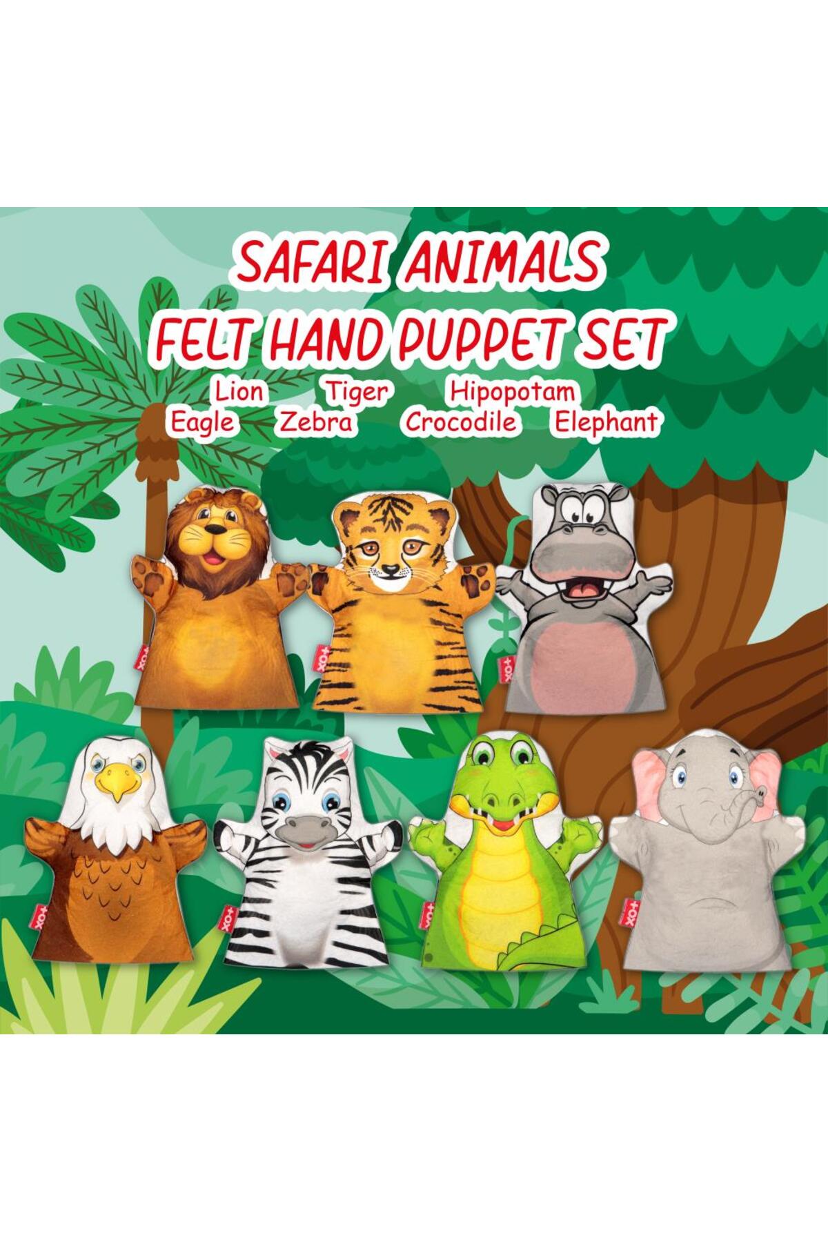 ست عروسک دستی حیوانات سافاری ۷ تکه، اسباببازی آموزشی