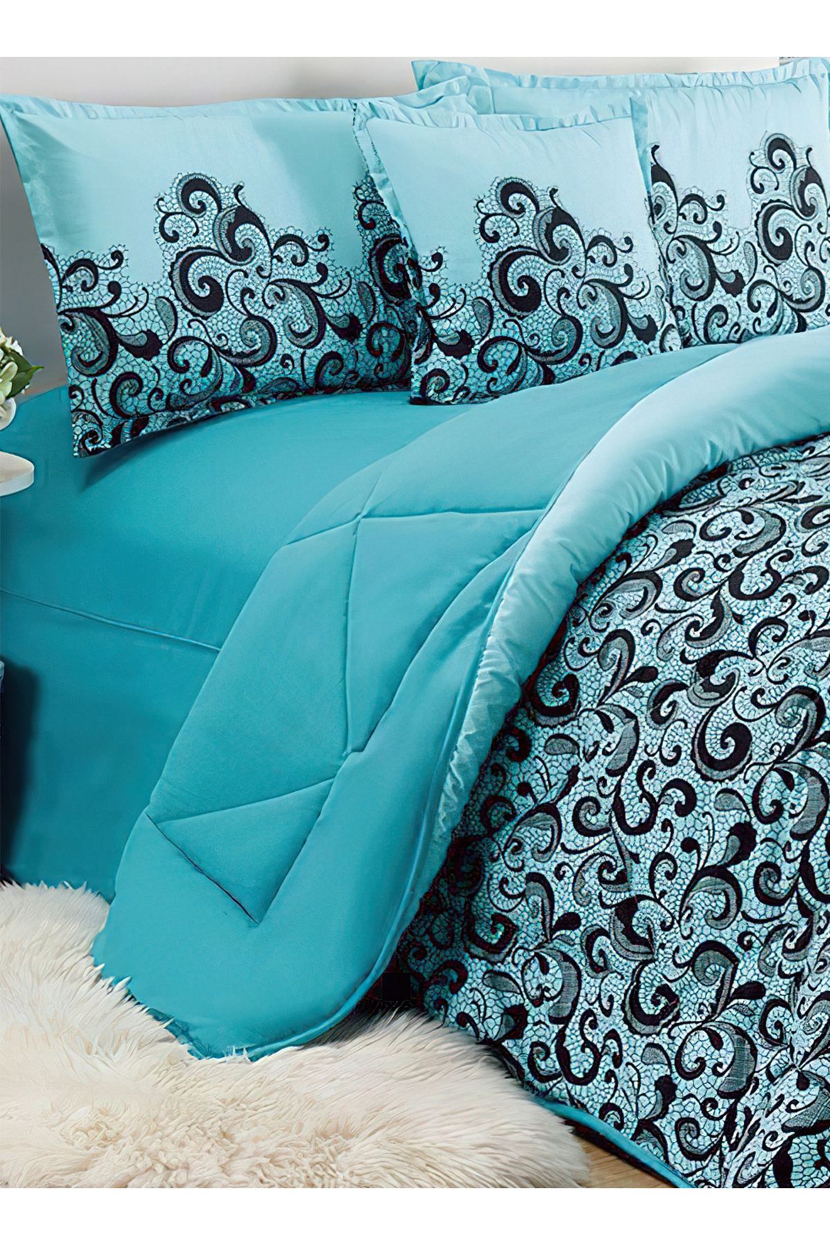 Generic-Comforter Set 4 Piece Single Size Elegant Bedspread Lightweight Comforter Suitable for All Seasons 4