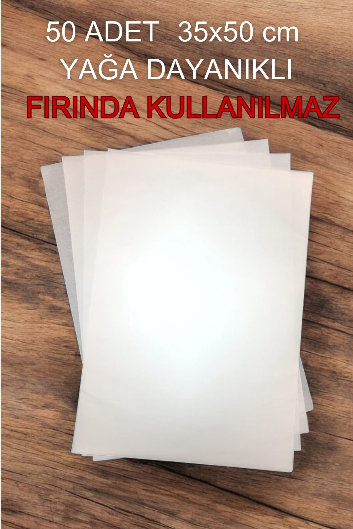 Azazgelsin 50 Adet 35x50cm Yağa Dayanıklı Beyaz Kağıt Sunum Paketleme %60 Şeffaf