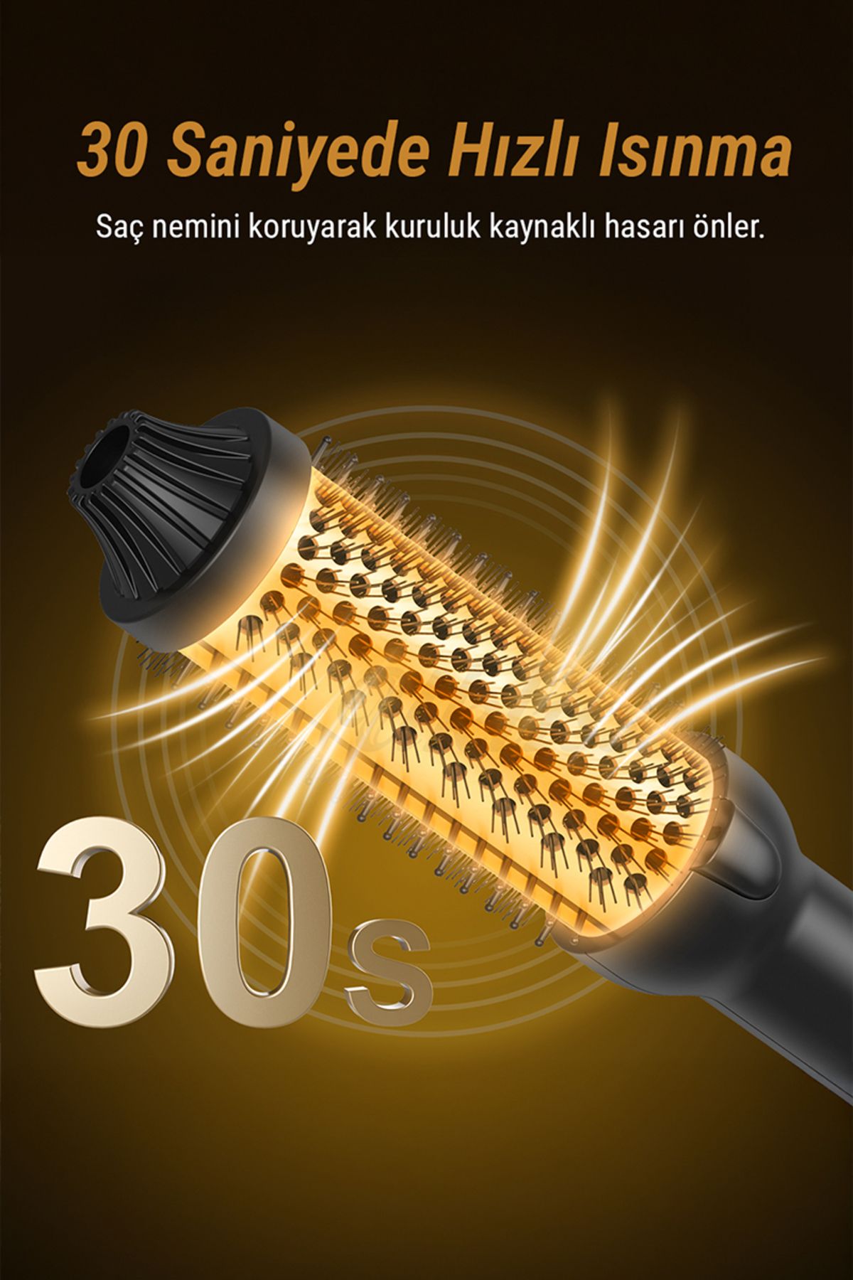 VERYFİT-38 mm Dual Ptc 3 in 1 Lcd Display Ionic Thermal Brush Hair Styler - Straightener Comb 4
