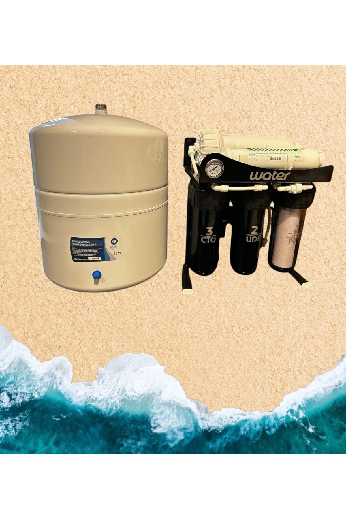 Q water Sanayi̇ Ti̇pi̇ Di̇rek Akiş 300 Gpd 40 Lt Depolu