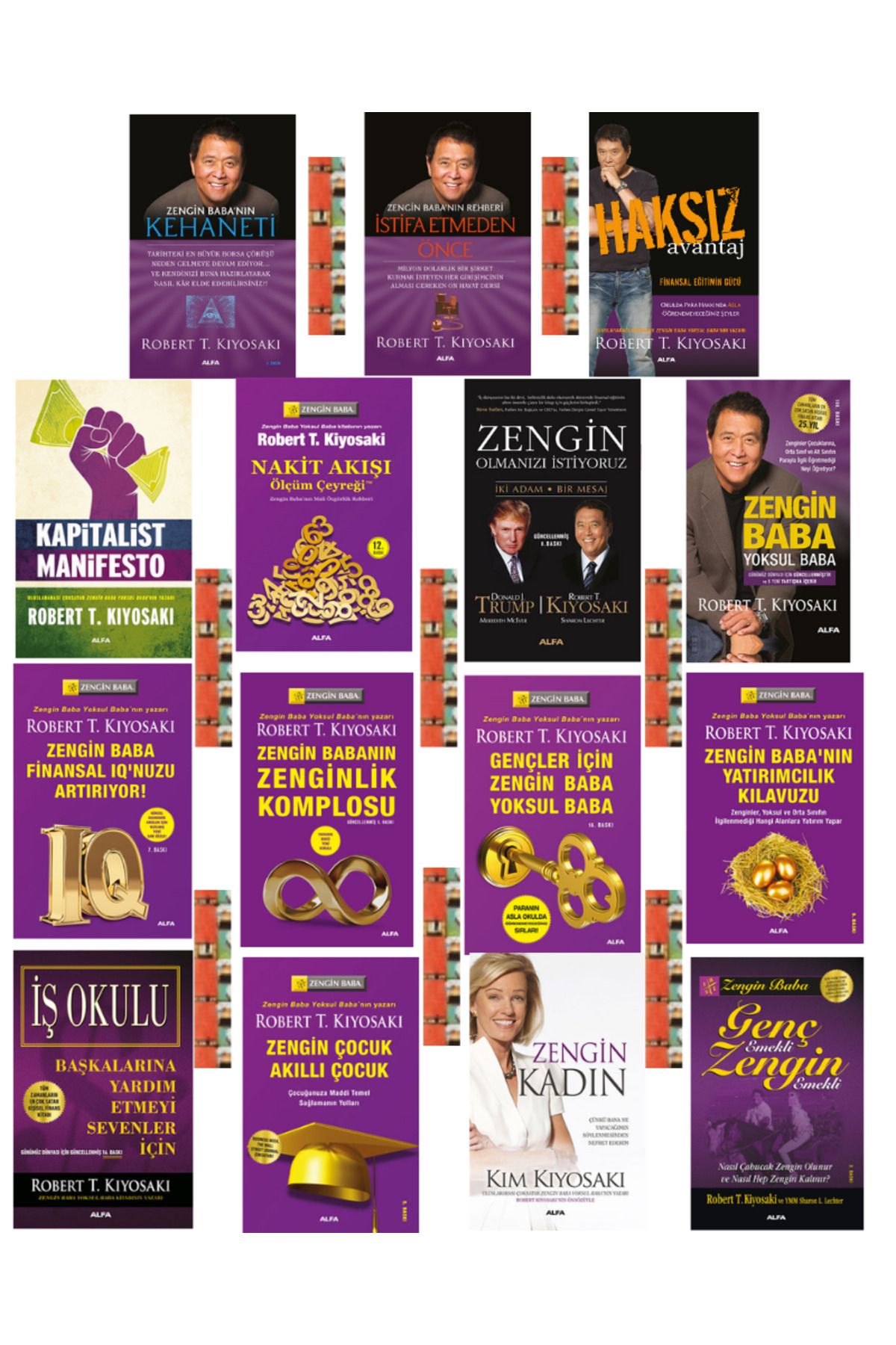 Alfa Yayınları Robert T. Kiyosaki'nin 15 adet kitaplığı-Haksız Avantaj, İstifa Etmeden Önce,Zengin Baba Yoksul Baba