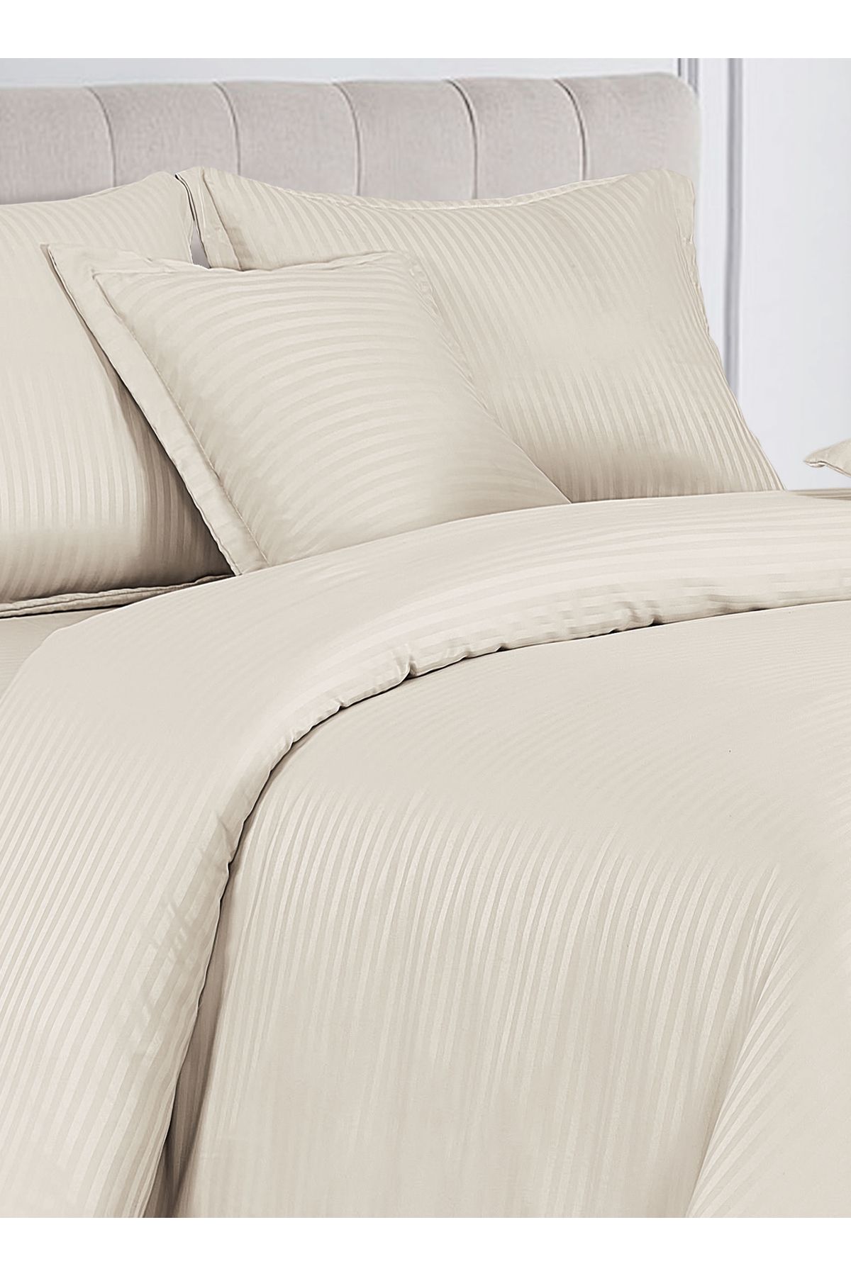 Generic-Hotel Stripe soft Comforter Set, Single Size (160X210 CM) 4 Pieces, Horizontal Striped Pattern 7