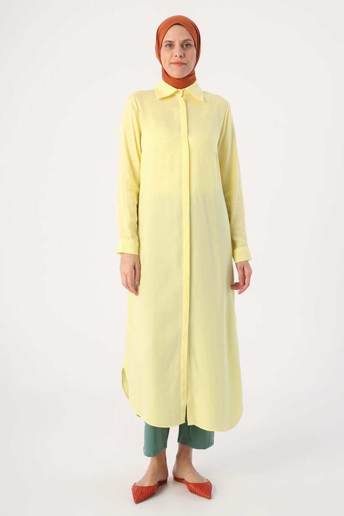 ALLDAY-Light Yellow-Hidden Placket Shirt Tunic 2