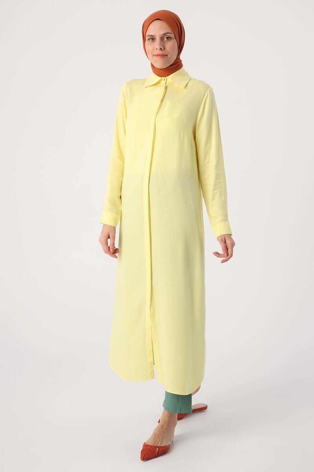 ALLDAY-Light Yellow-Hidden Placket Shirt Tunic 3
