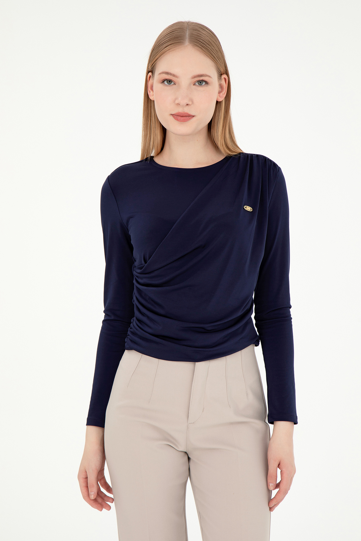 U.S. Polo Assn. Kadın Lacivert Bisiklet Yaka Sweatshırt 50291561-VR033 görsel 3