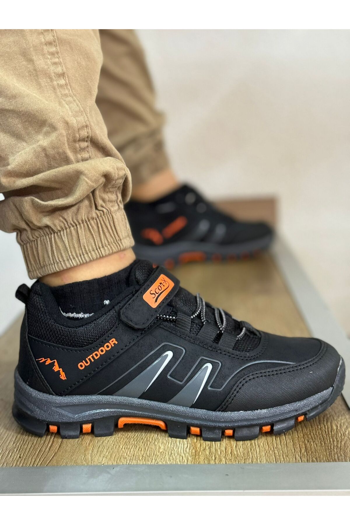 ARONA Unisex Çocuk Bantlı Outdoor  Spor Sneaker Ayakkabı