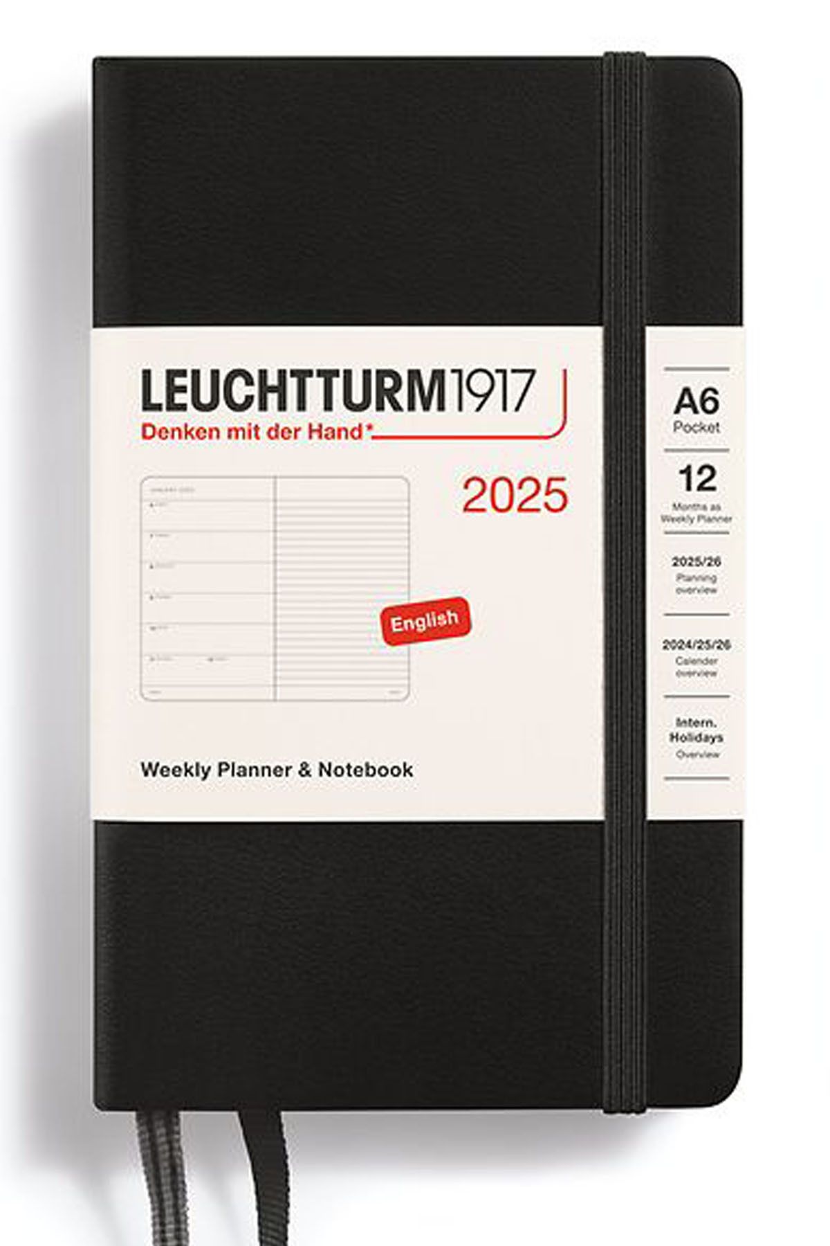 Leuchtturm1917 2025 Haftalık Ajanda ve Not Defteri, Cep Boy (A6), Sert Kapak, Çizgili, İngilizce