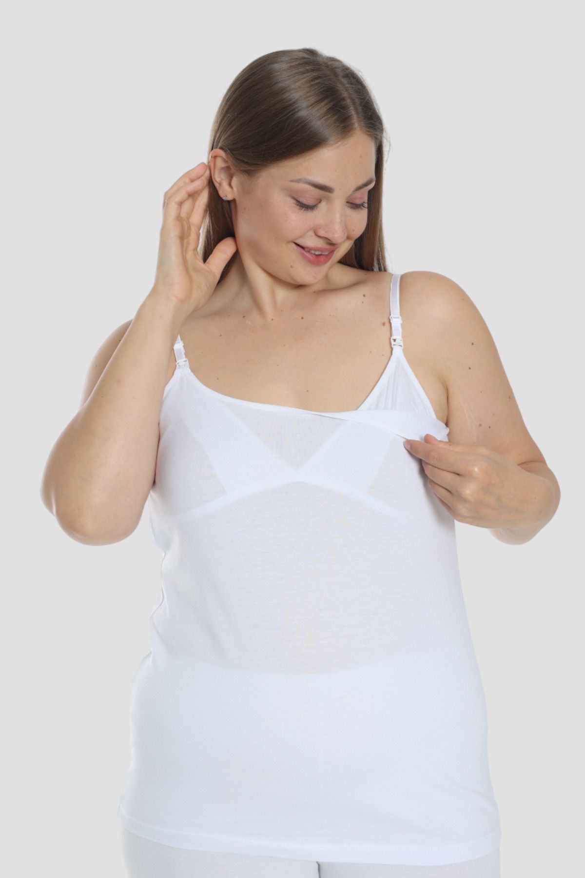 Arma Yıldız-White Black Skin Color 3 Pieces Cotton Lycra Breastfeeding Undershirt 4