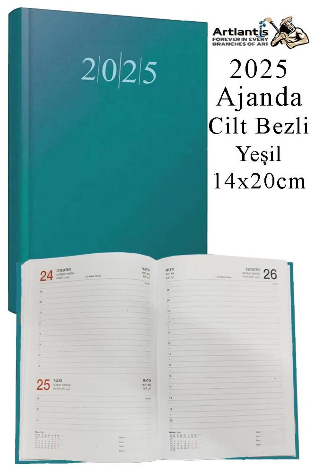 Artlantis 2025 Ajanda 14x20 cm Çizgili Cilt Bezli Dikişli 1 Adet Günlük Planlayıcı Cilt Bezi Ciltli Ajanda 202