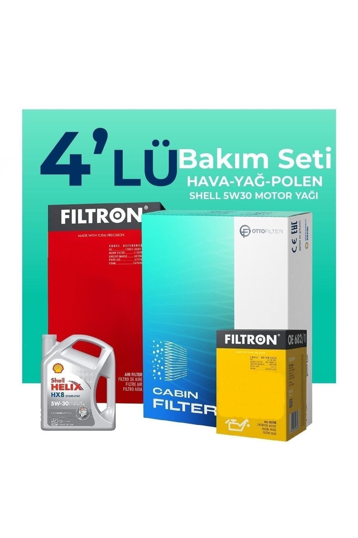 BAKIM FİLOSU aracınıza dair herşey Toyota Yaris 1.5 Hybrid Shell Motor Yağlı Bakım Seti (2012-2016) Uyumlu 4 Lu