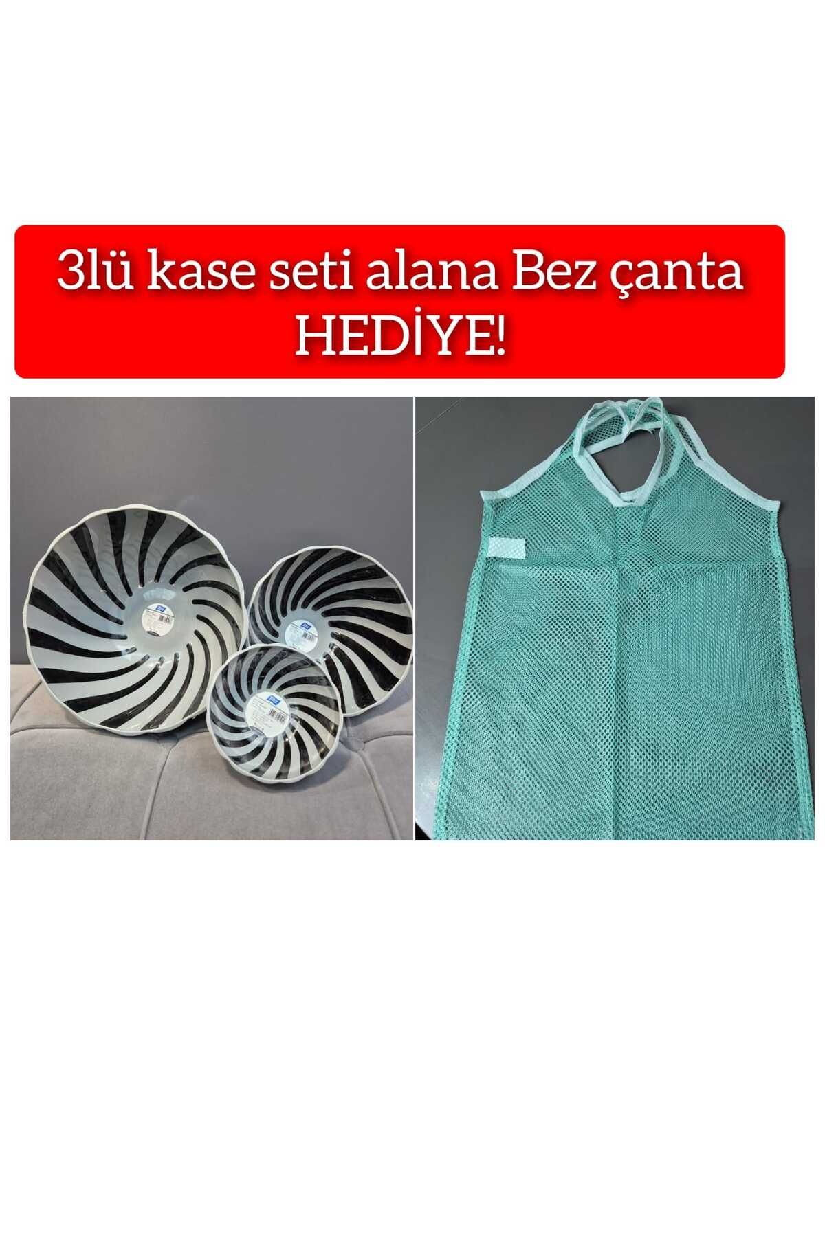 Titiz Safir Kase 3lü Set Çok Amaçlı Kase Bez Çanta Hediyelidir