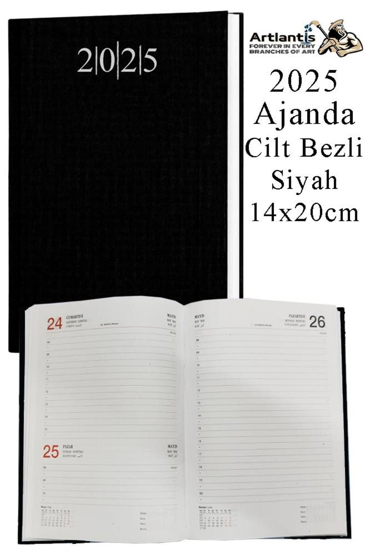 Artlantis 2025 14x20 cm Çizgili Cilt Bezli Dikişli 1 Adet Günlük Planlayıcı Cilt Bezi Ciltli Ajanda 202