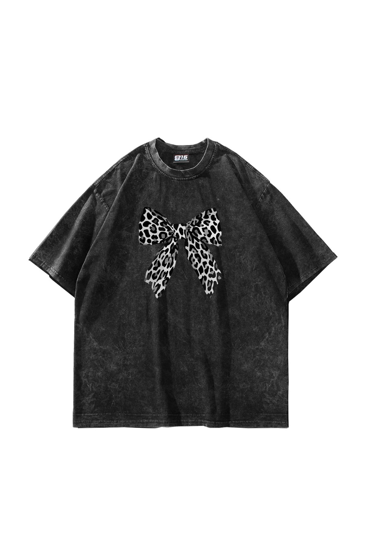 Tarzsokak Fiyonk Leopar V2 Baskılı Oversize Unisex Yıkamalı Siyah