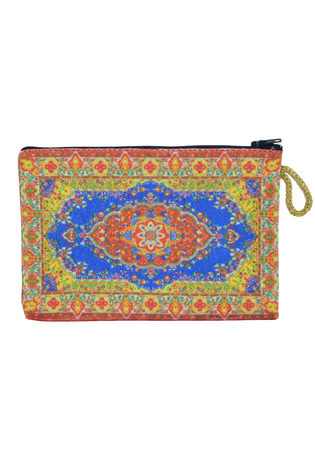 HitDukkan Kilim Desenli Fermuarlı Cüzdan El Çantası M1 (11cmx16,5cm)