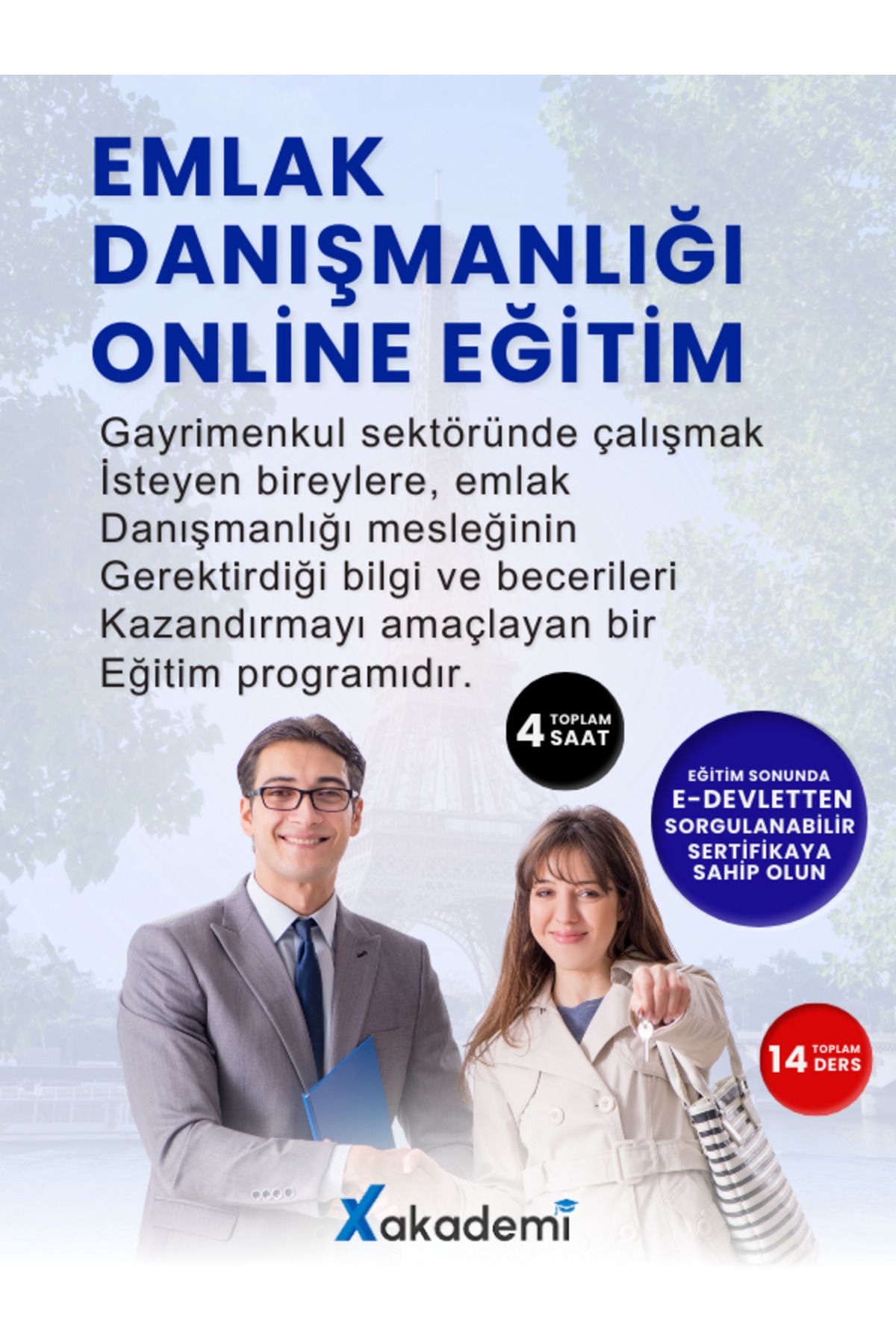 X Akademi Sertifikalı Emlak - Gayrimenkul Danışmanlığı Online Eğitim - E Devlette Sorgulanabilir Sertifika