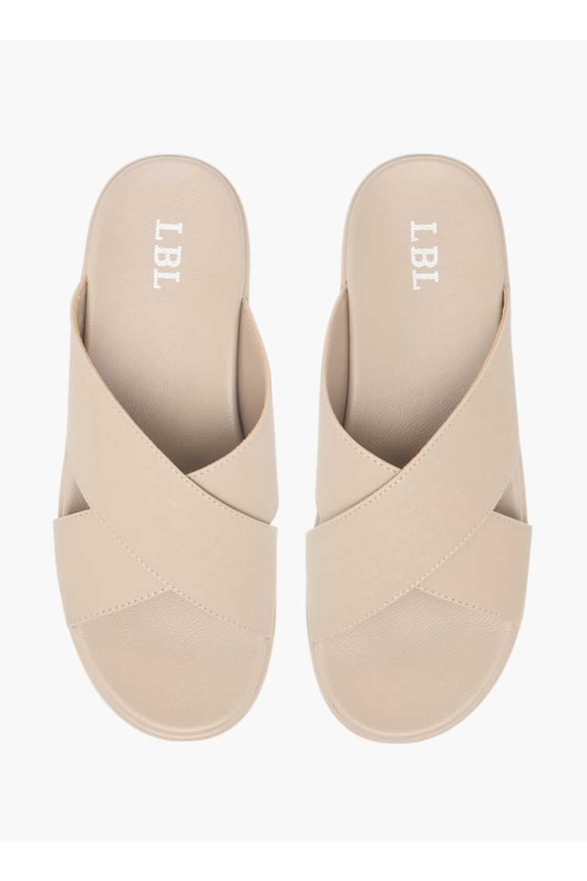 LBL by Shoexpress-LBL by Shoexpress Textured Slip-On Cross Strap Sandals 1