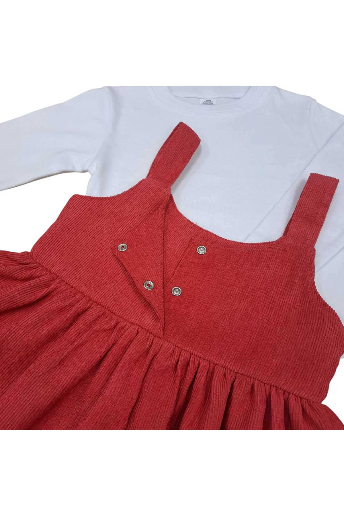 Tosyalı Burak Bebe Kız Bebek  Pamuklu Kadife Kumaşlı Tişörtü Penyeli Jile Elbise fotoğrafı 5 (önizleme)