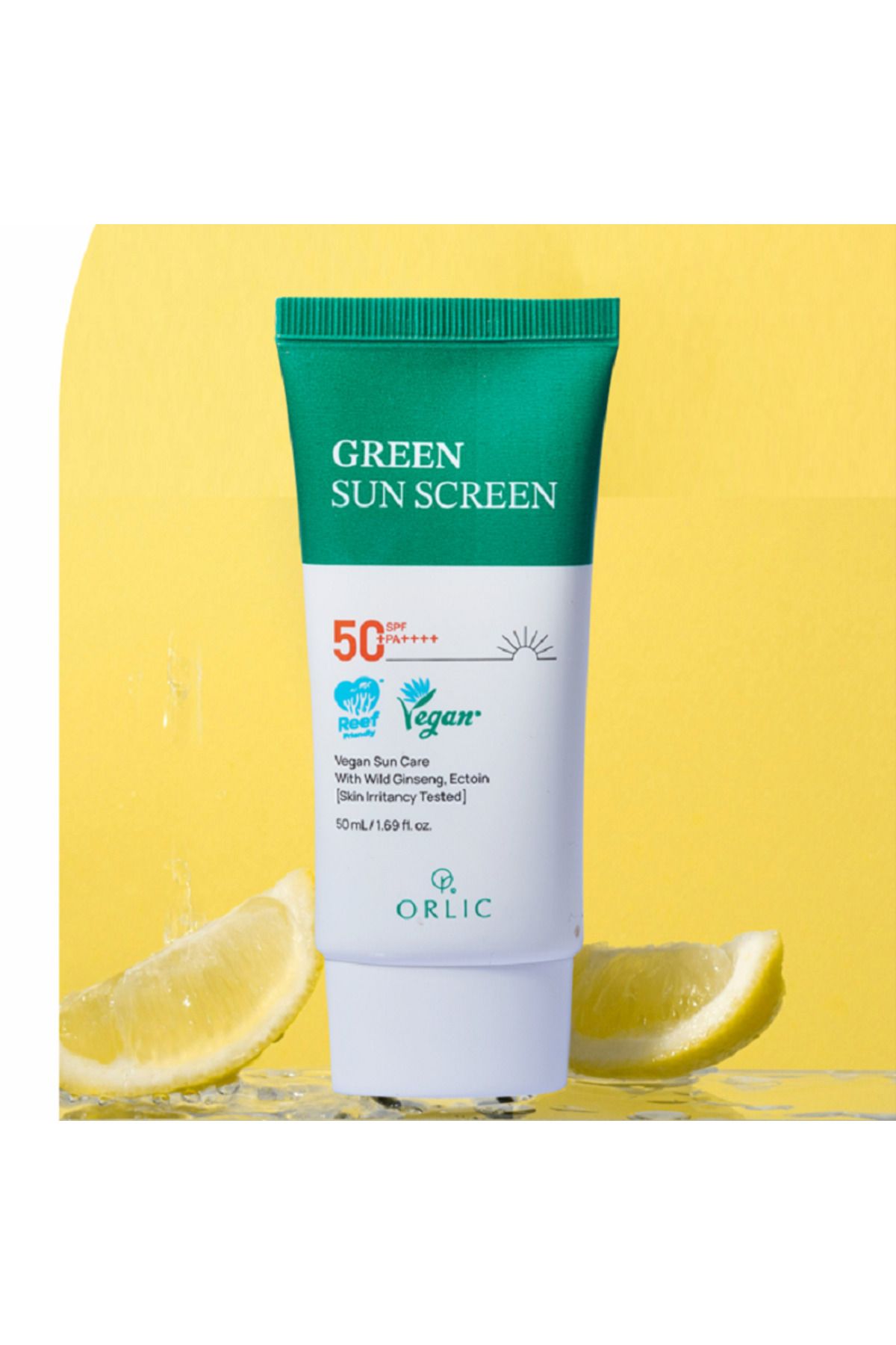 Orlic GREEN SUN SCREEN SPF 50 PA++++ VEGAN KORE GÜNEŞ KREMİ 50 ml (niacinamide, ginseng, ektoin)