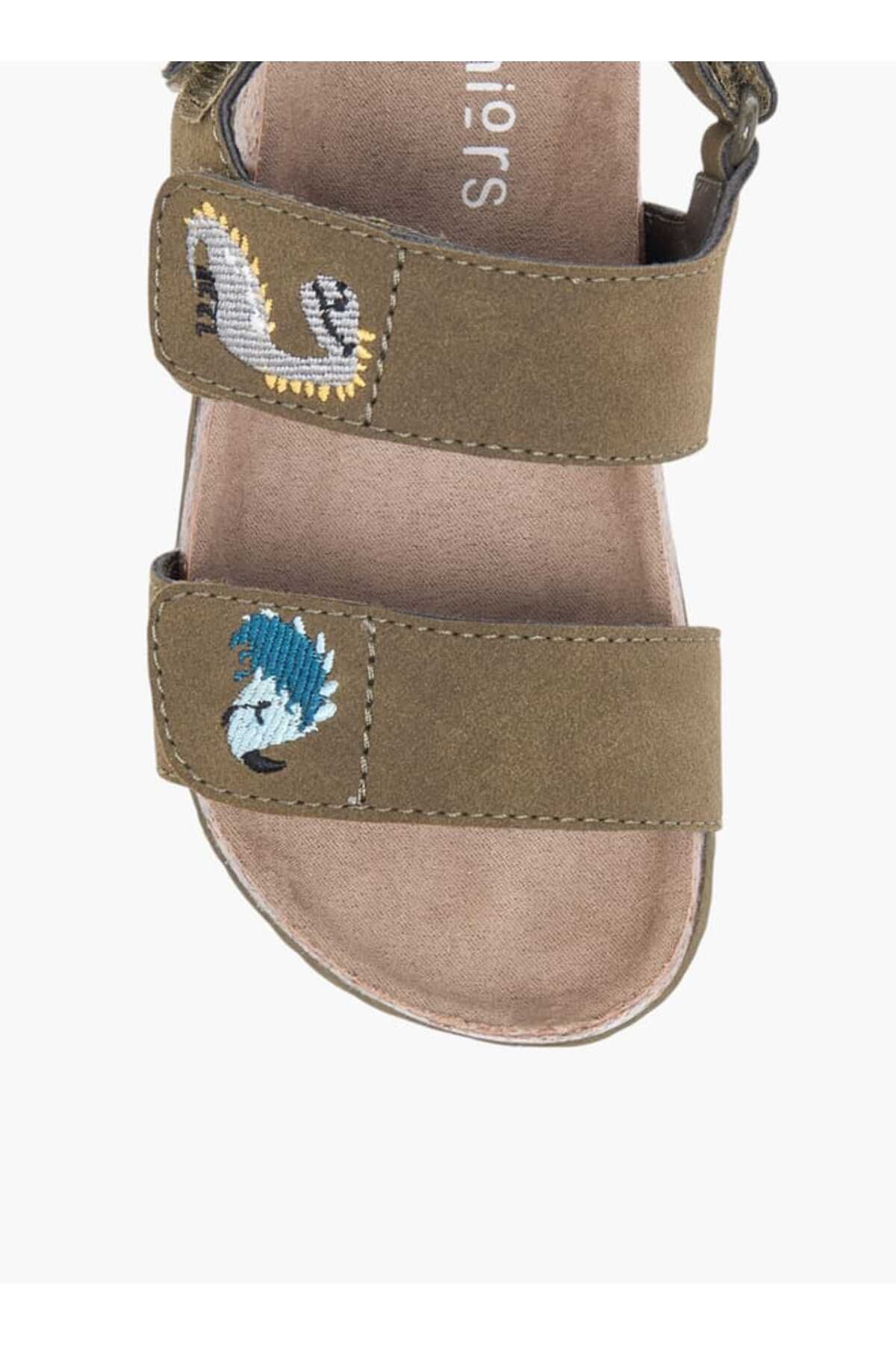 Juniors-Embroidered Strap Sandals with Hook and Loop Closure 3