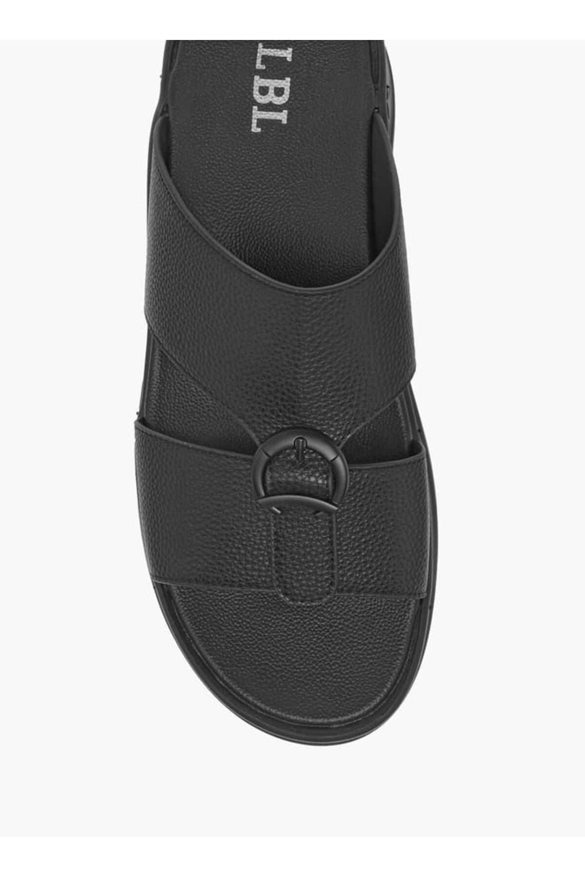 LBL by Shoexpress-LBL by Shoexpress Textured Slip-On Arabic Sandals with Buckle Accent 3