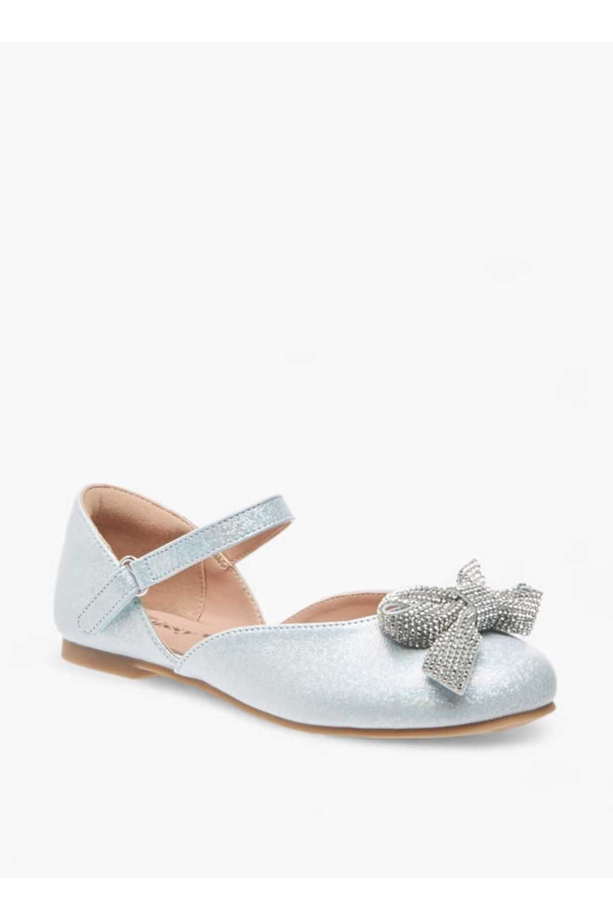 Little Missy-Embellished Bow Ballerina Shoes with Hook and Loop Closure 2