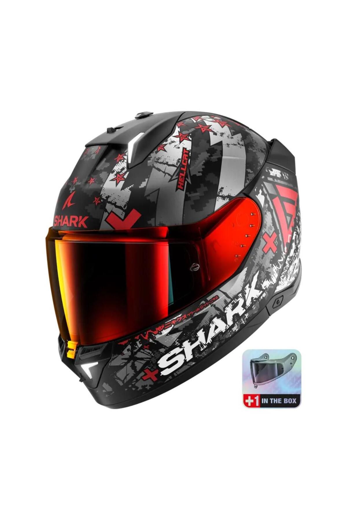 Shark SKWAL i3 HELLCAT MAT SİYAH GRİ KIRMIZI KAPALI KASK