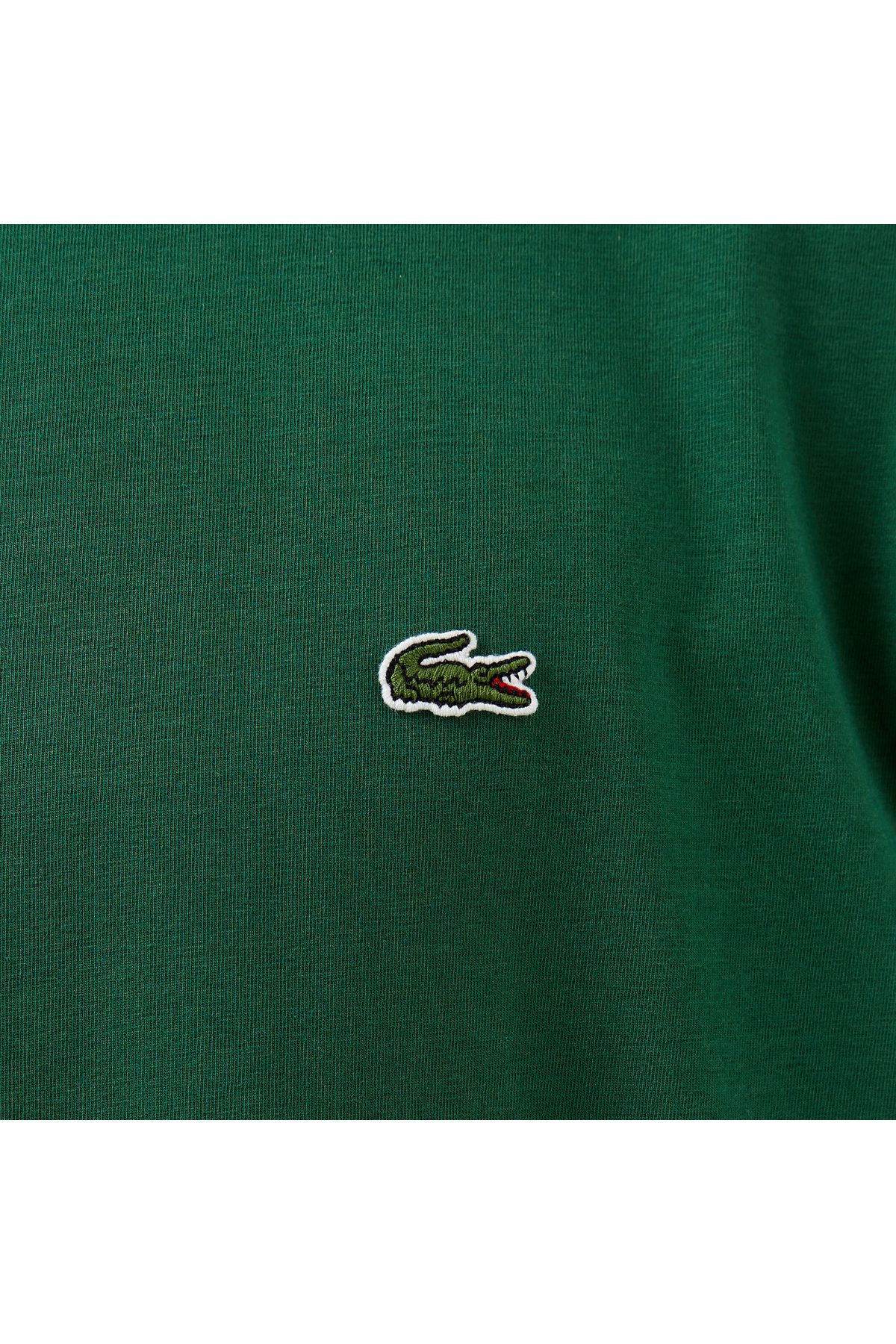 تی شرت سبز مردانه تيشرت يقه گرد آستين كوتاه مدل Slim Fit Lacoste