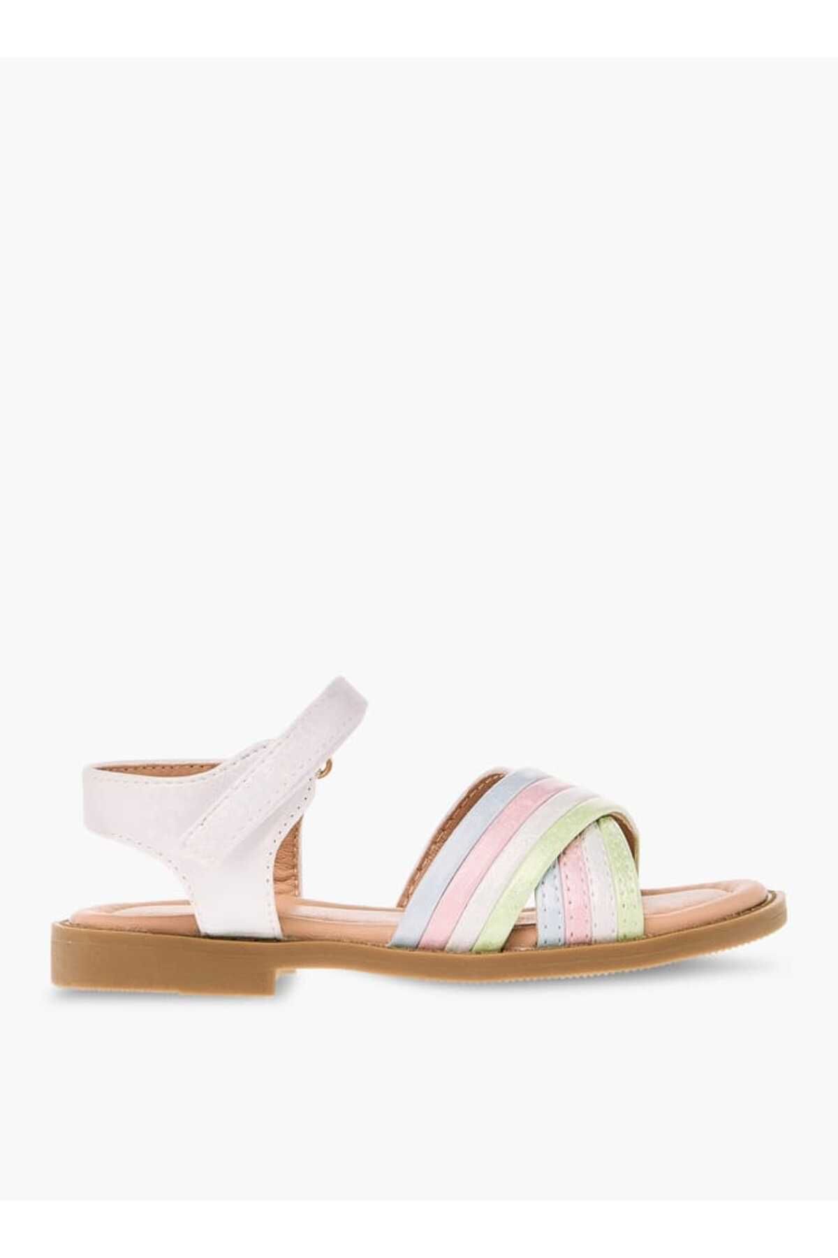 Juniors-Colourblock Cross Strap Sandals with Hook and Loop Closure 2