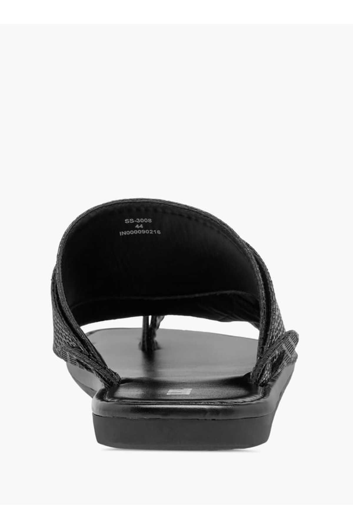 LBL by Shoexpress-Textured Slip-On Arabic Sandals with Toe Loop 4