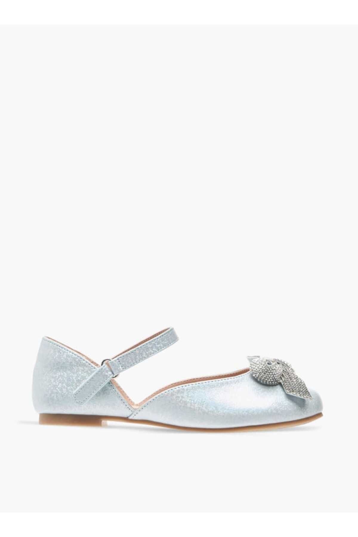 Little Missy-Embellished Bow Ballerina Shoes with Hook and Loop Closure 3