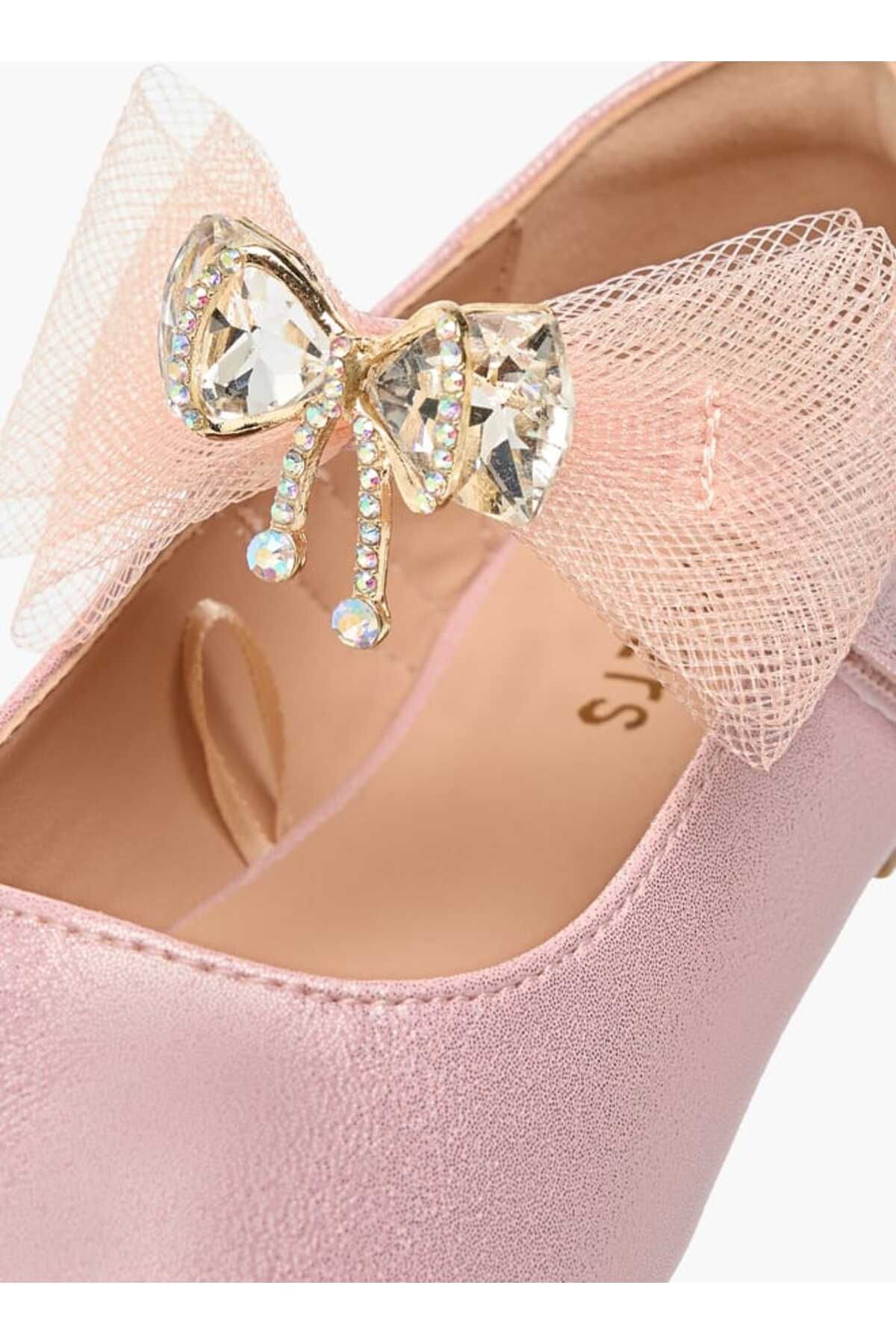 Juniors-Bow Accent Ballerina Shoes with Hook and Loop Closure 6