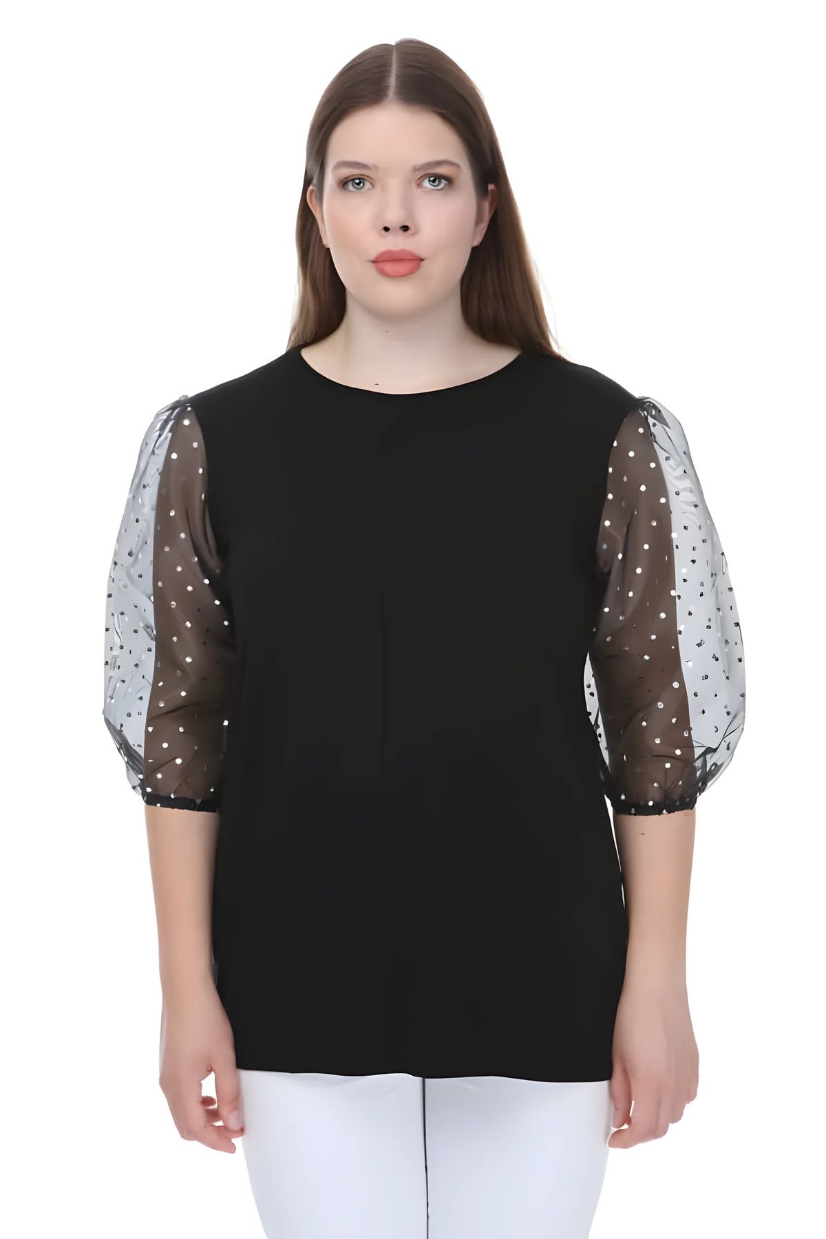 Hanezza-Balloon Sleeve Detailed Blouse 1