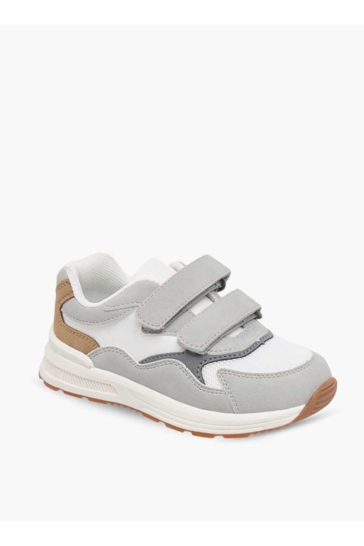 Juniors-Panelled Ankle Sneakers with Hook and Loop Closure 2