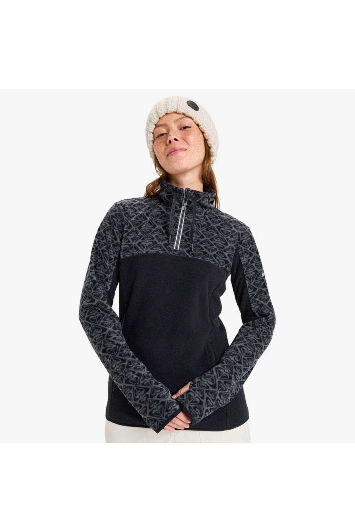 Roxy Sayna Half Zipped Kadın Siyah Polar Üst