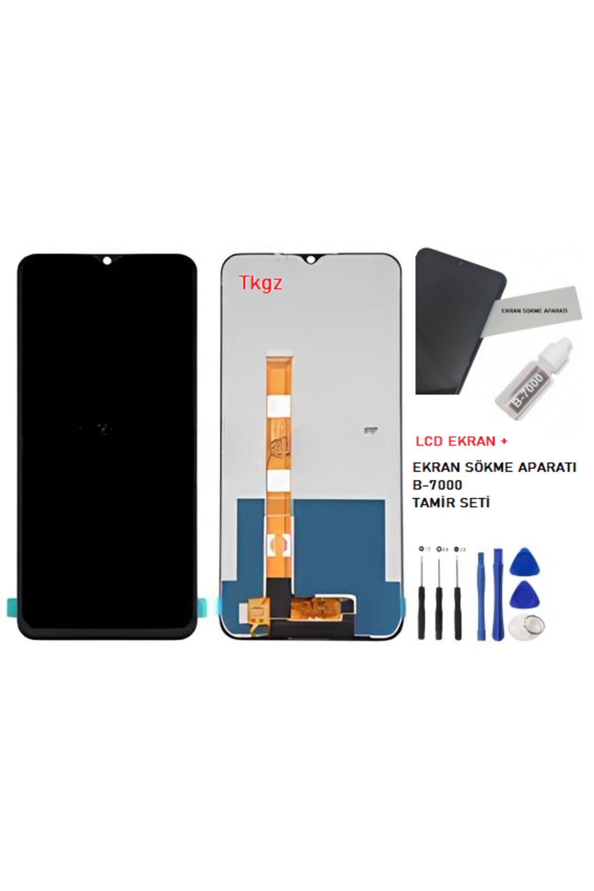 tkgz Oppo Realme C15 Uyumlu Lcd Ekran Dokunmatik SERVİS Orijinali + B-7000 + TAMİR SETİ