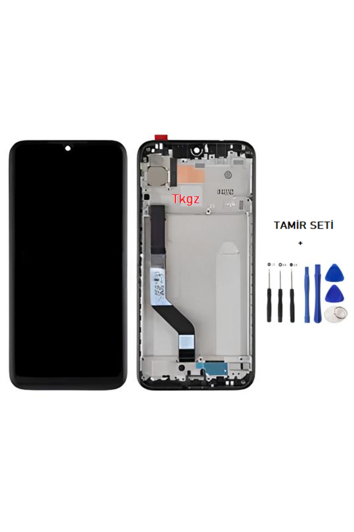 tkgz Xiaomi Redmi NOTE 7 Uyumlu Lcd Ekran Dokunmatik SERVİS Orijinali ÇITALI SİYAH + TAMİR SETİ