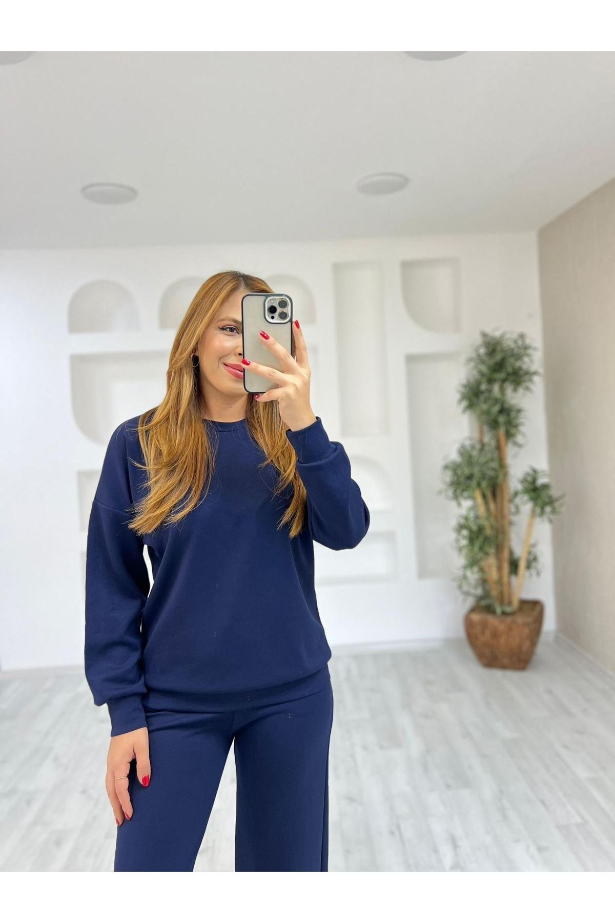 02Lady Fashion Kumaş Basic Eşofman Takımı