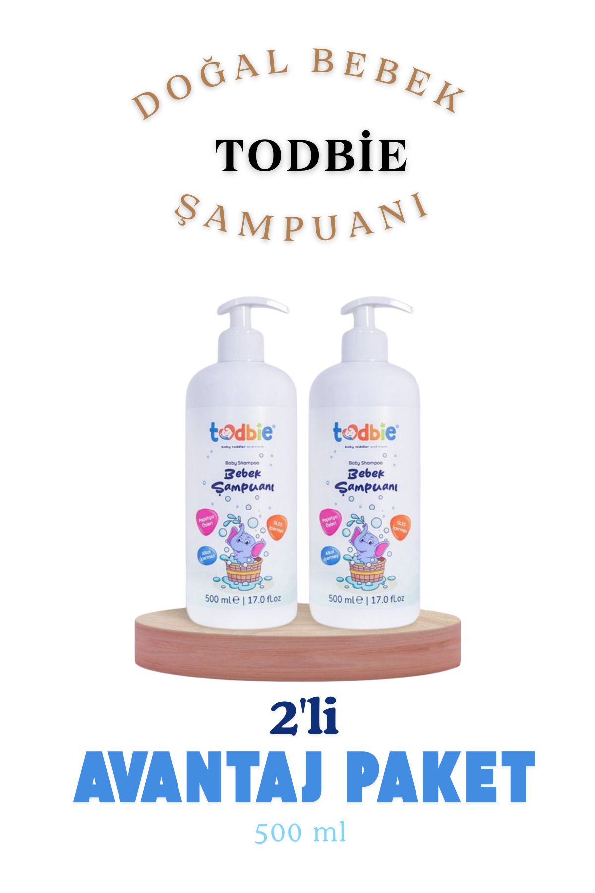 TODBİE Todbie 500 ml X 2 Bebek Saç & Vücut Şampuanı,göz Yakmayan,boyasız,alkolsüz,parabensiz,sles Içermez