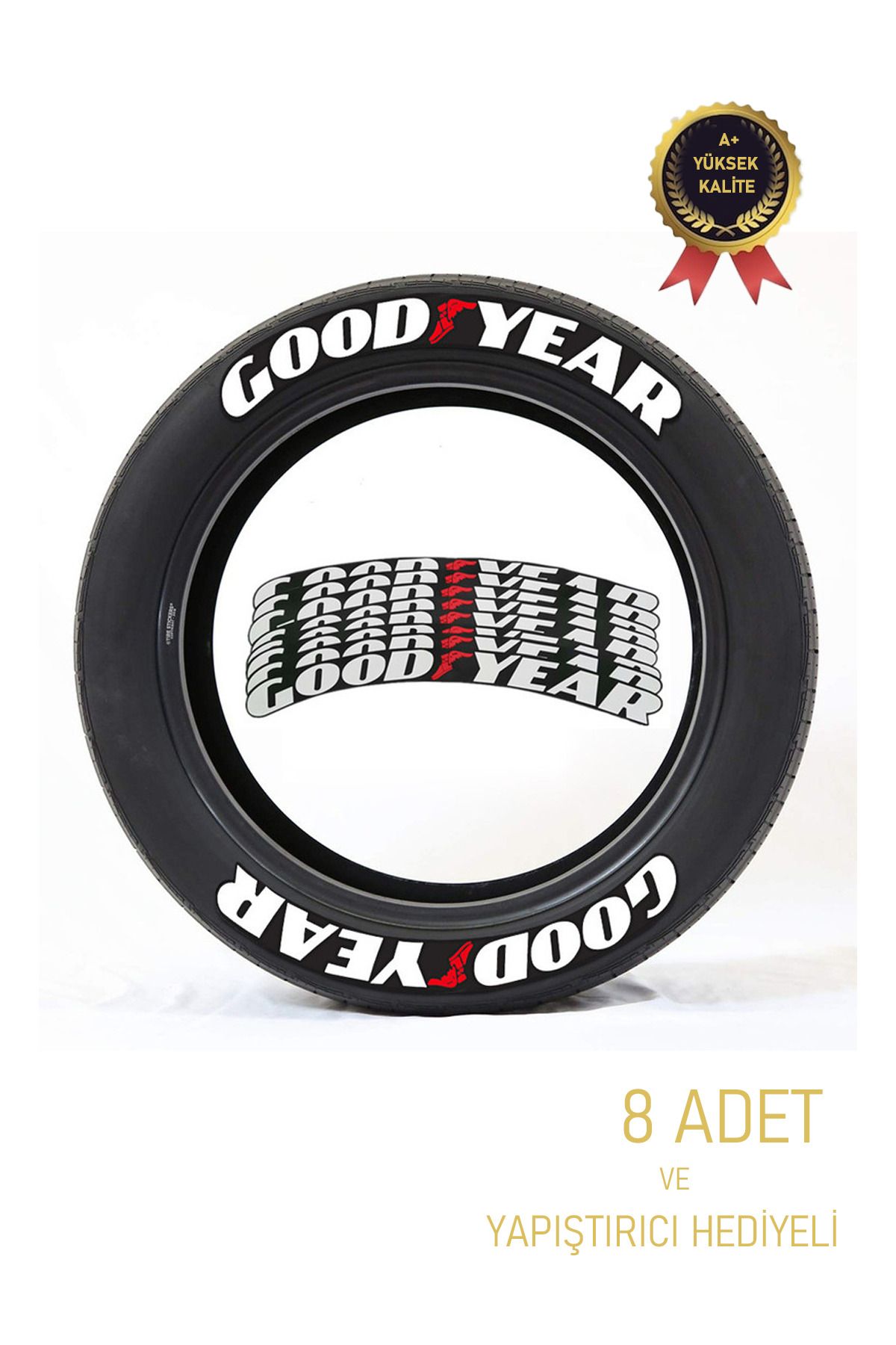 XMOD Lastik Yazısı Goodyear Oto Motorsiklet Lastik Yazisi 8adet A Kalite Yapıştırıcılı