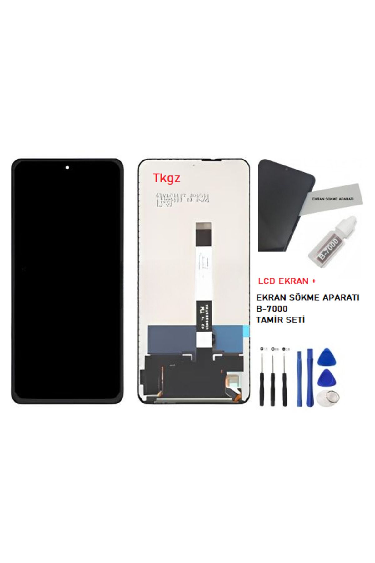 tkgz Xiaomi POCO X3 NFC Uyumlu Lcd Ekran Dokunmatik SERVİS Orijinali + B-7000 + TAMİR SETİ