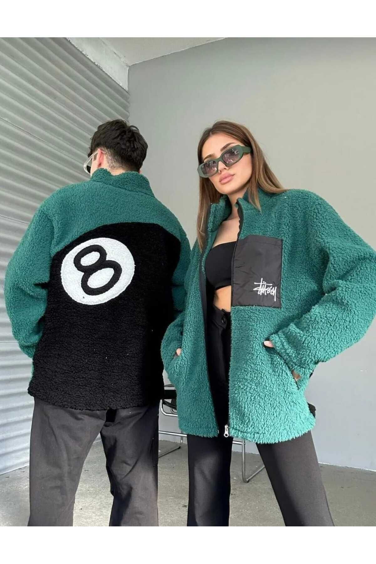 Gameyal Unisex Oversize 8 Nakış İşlemeli Peluş Hırka