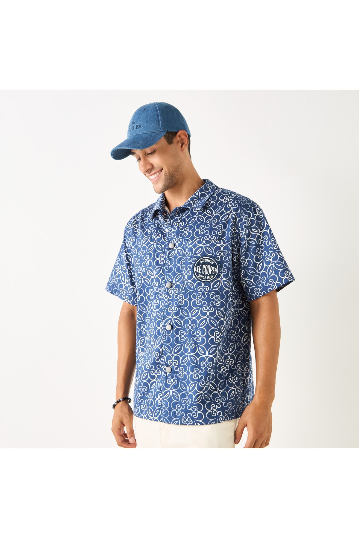 Lee Cooper-Relaxed Fit Printed Shirt With Short Sleeves 1