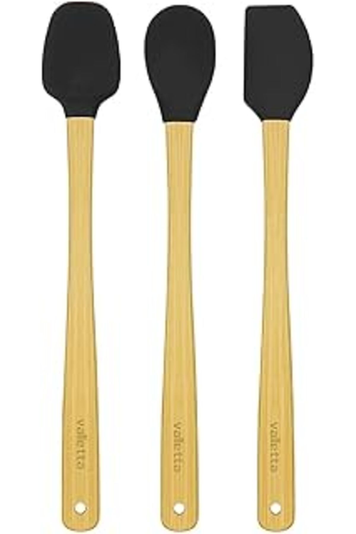 STOREMAX 3'Lü Siyah Bambu Silikon Spatula Seti Uzun 26 Cm