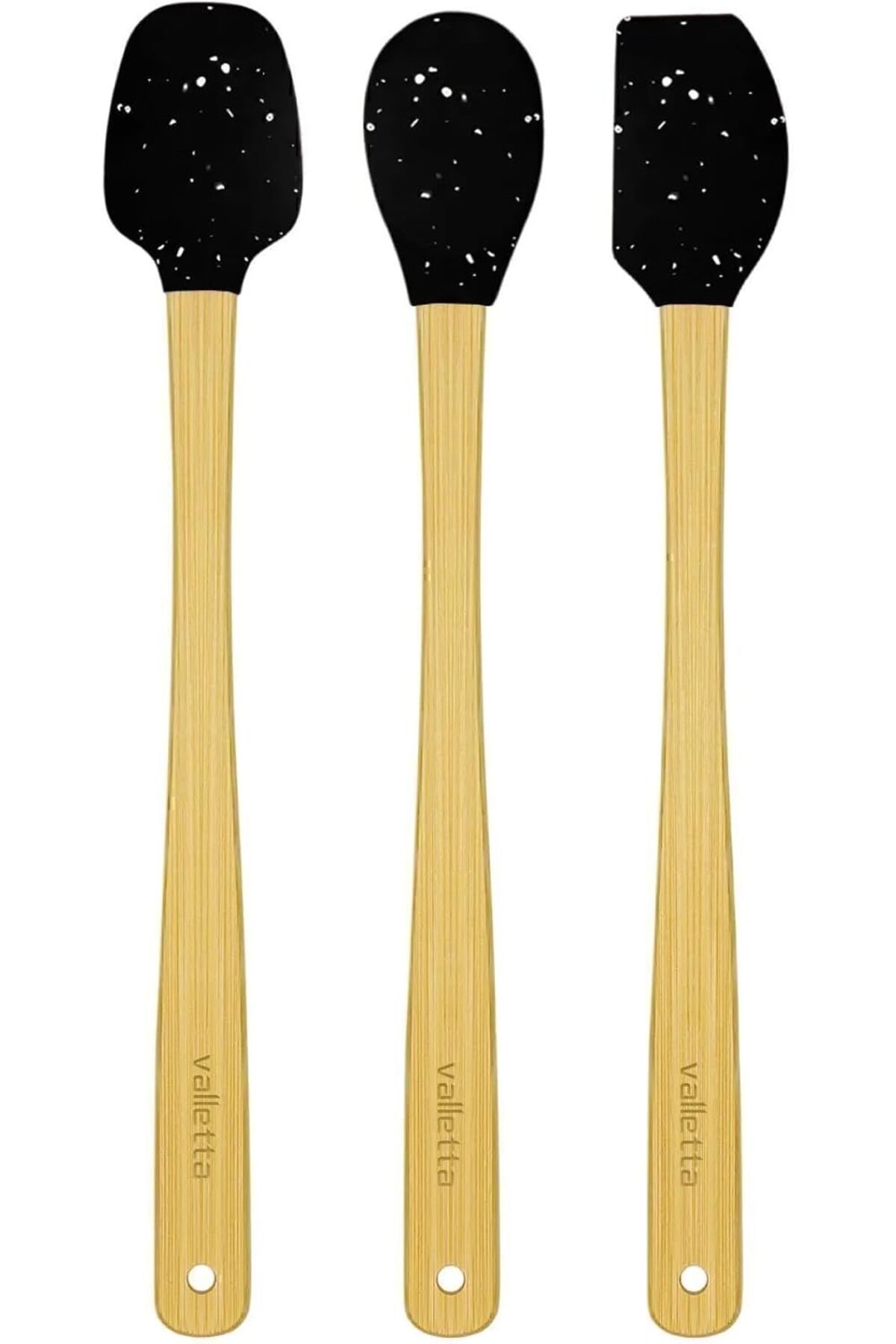 STOREMAX ysftex Indigo 3'Lü Siyah Noktalı Bambu Silikon Spatula Seti Uzun 26 Cm Vlt1520 YSFshop 721051