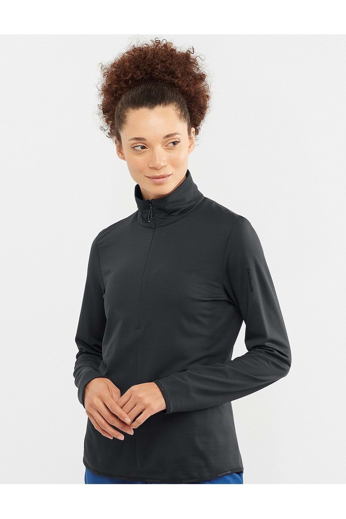 Salomon-Outrack Half Zip Mid W Midlayer Lc 1862300   Women's Sweatshirt Black 2
