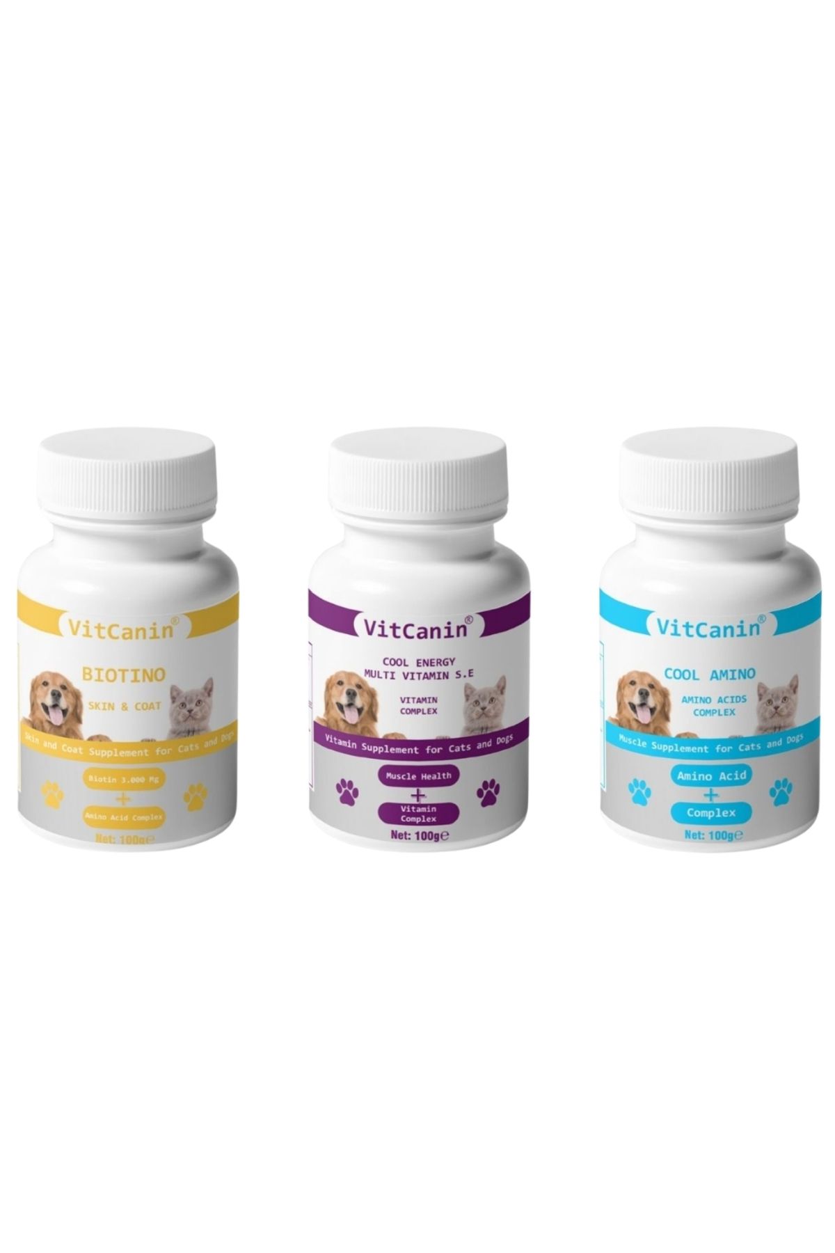 VİTCANİN Vitcanin Çiftlik Paketi Biotino 100 Gr, Cool Energy Multi Vitamin S.E 100 Gr, Cool Amino100 Gr