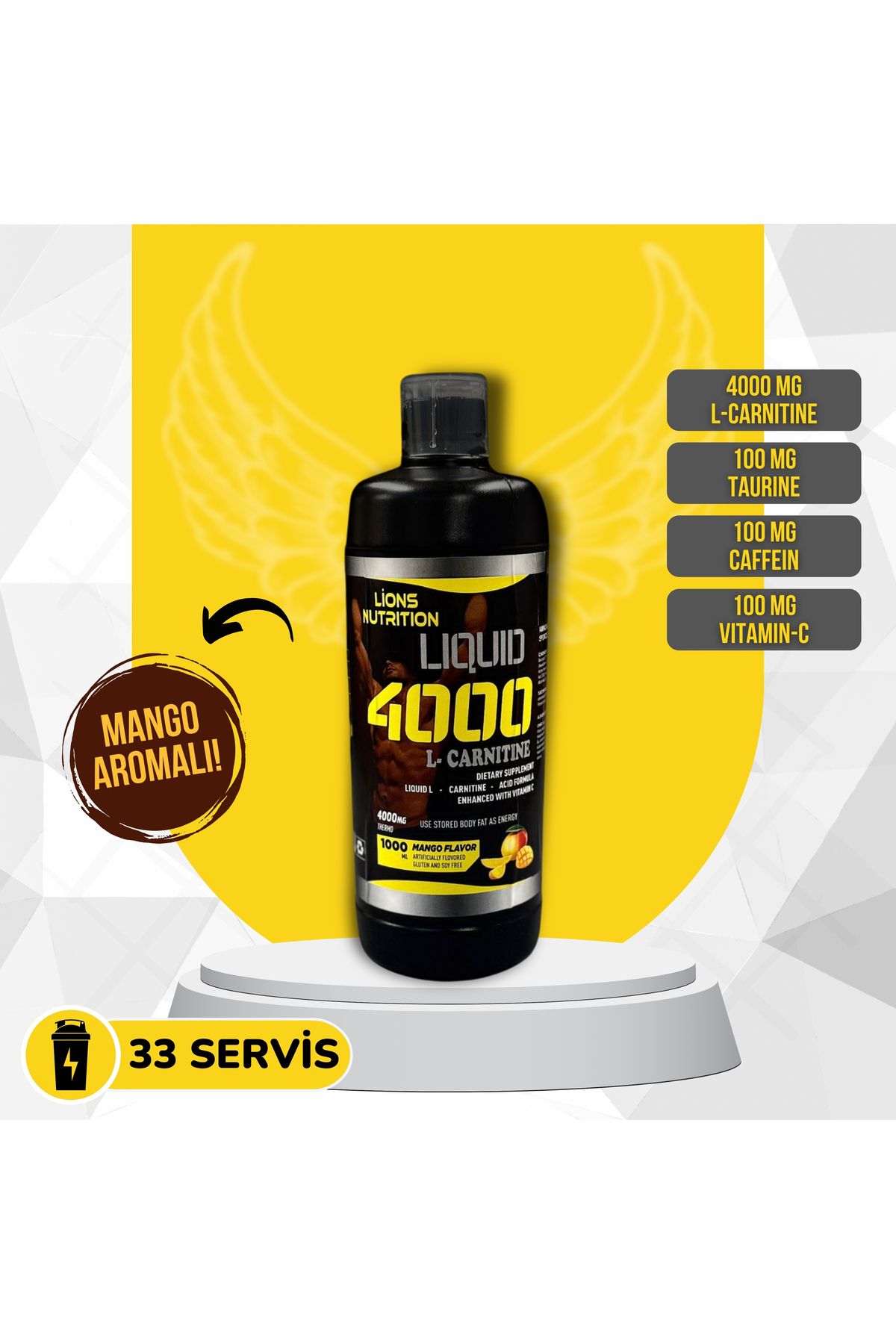 Lions Nutrition L-carnitine Thermo 4000 - 1000 ml - Mango Aromalı - 33 Servis - L-karnitin