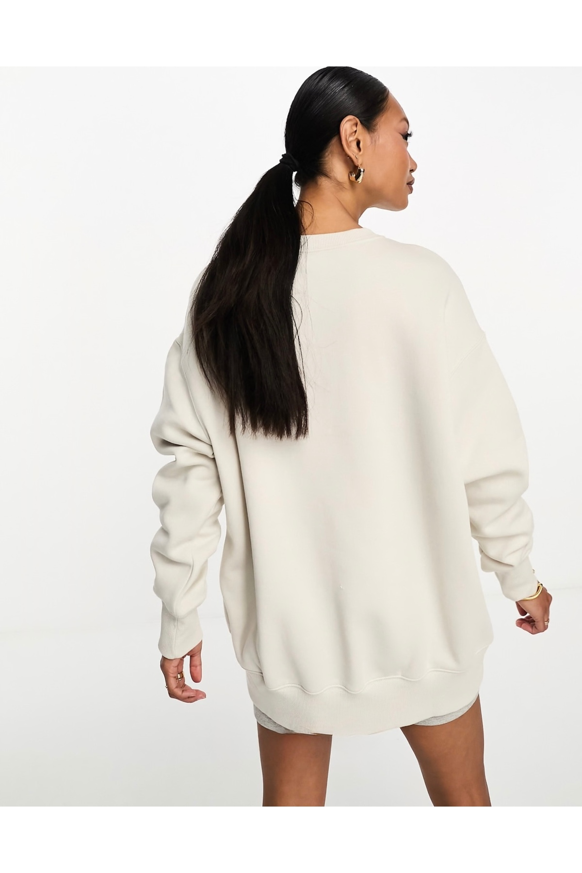 Nike Sportswear Phoenix Fleece Oversized Crew-Neck Krem Kadın Sweatshirt görsel 4